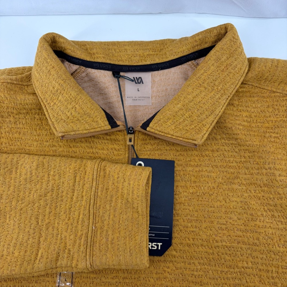 VRST RECHARGE Lunar Men's L Gold Heathered Knit 1/4 Zip Mock Neck.